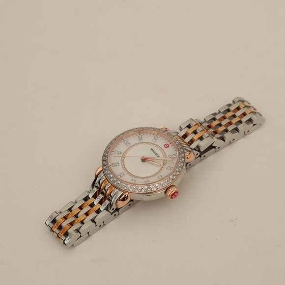 Michele Sidney MoP Diamond Silver Rose Gold Watch - Picture 11 of 13